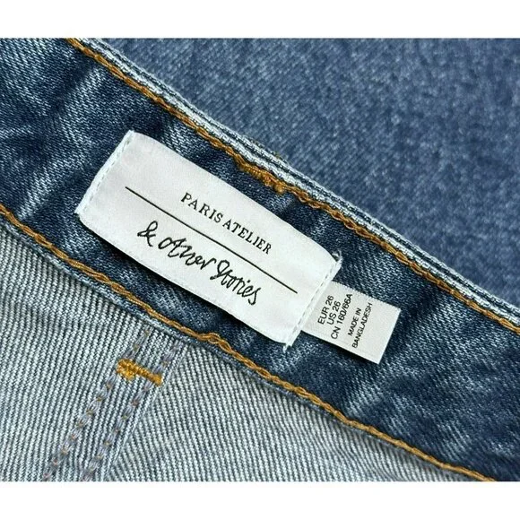 & Other Stories Paris Atelier High Waist Wide Leg Jeans Blue Medium Wash Size 26 - Picture 3 of 11